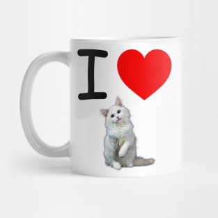 I HEART WHITE FLUFFY PERSIAN KITTEN Mug